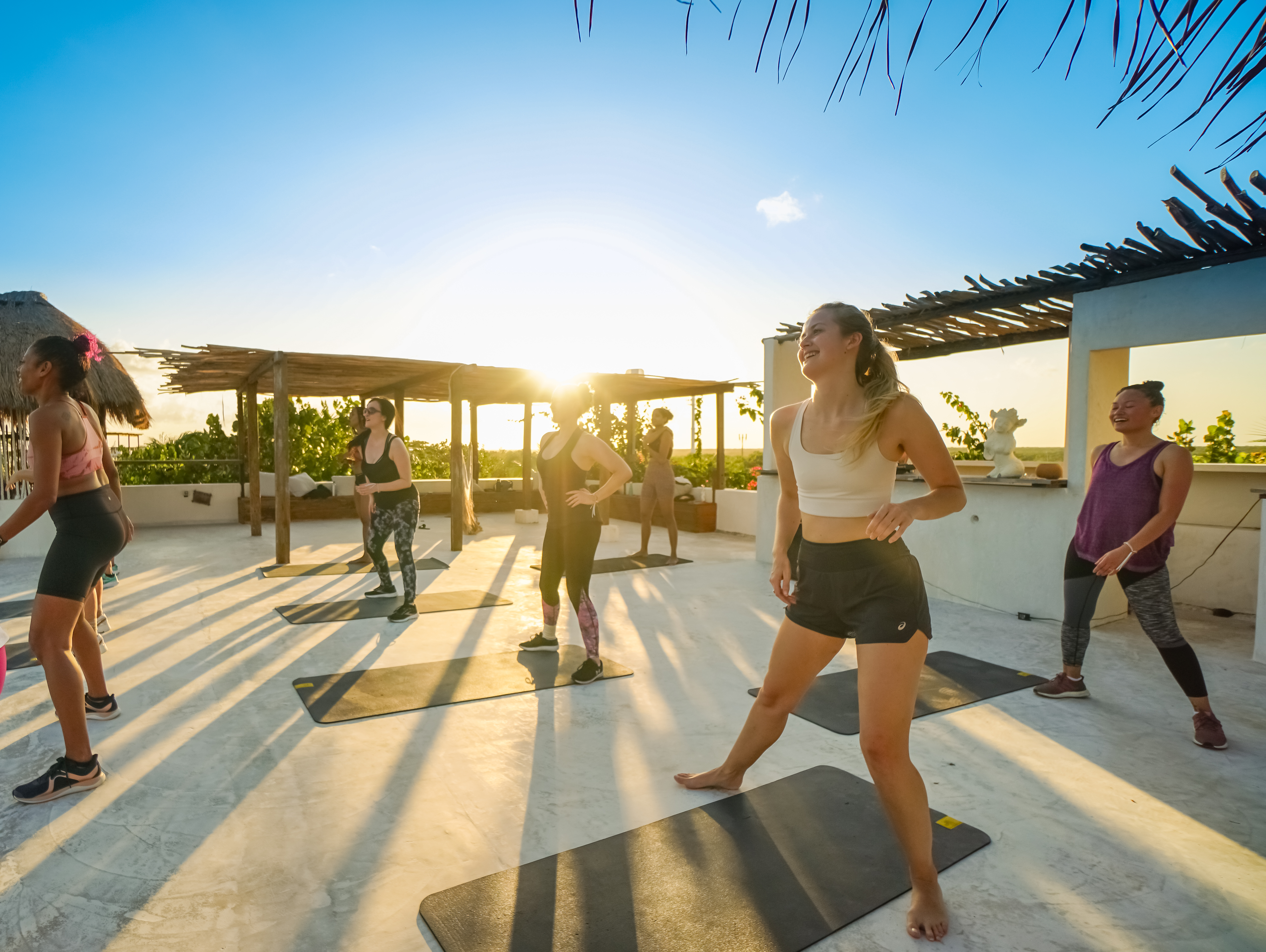 Rooftop fitness with ocean views